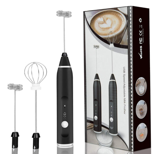 Electric Egg & Milk Frother Blender | Portable USB Rechargeable 3-Speed Handheld Whisk Mixer for Coffee, Cappuccino & More