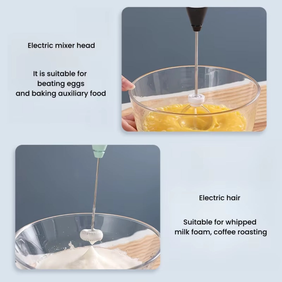 Electric Egg & Milk Frother Blender | Portable USB Rechargeable 3-Speed Handheld Whisk Mixer for Coffee, Cappuccino & More
