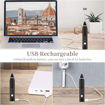 Electric Egg & Milk Frother Blender | Portable USB Rechargeable 3-Speed Handheld Whisk Mixer for Coffee, Cappuccino & More