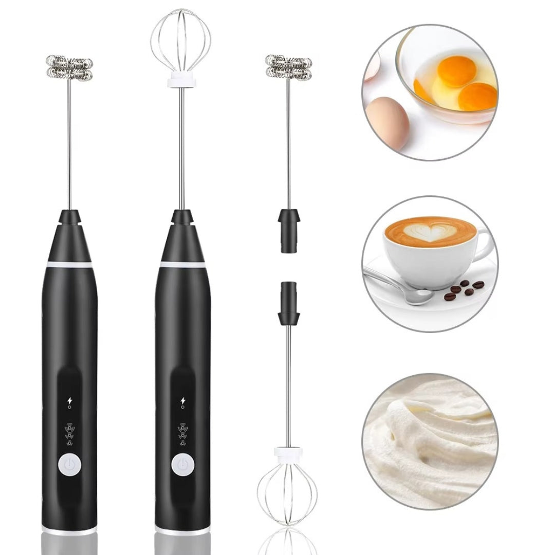 Electric Egg & Milk Frother Blender | Portable USB Rechargeable 3-Speed Handheld Whisk Mixer for Coffee, Cappuccino & More
