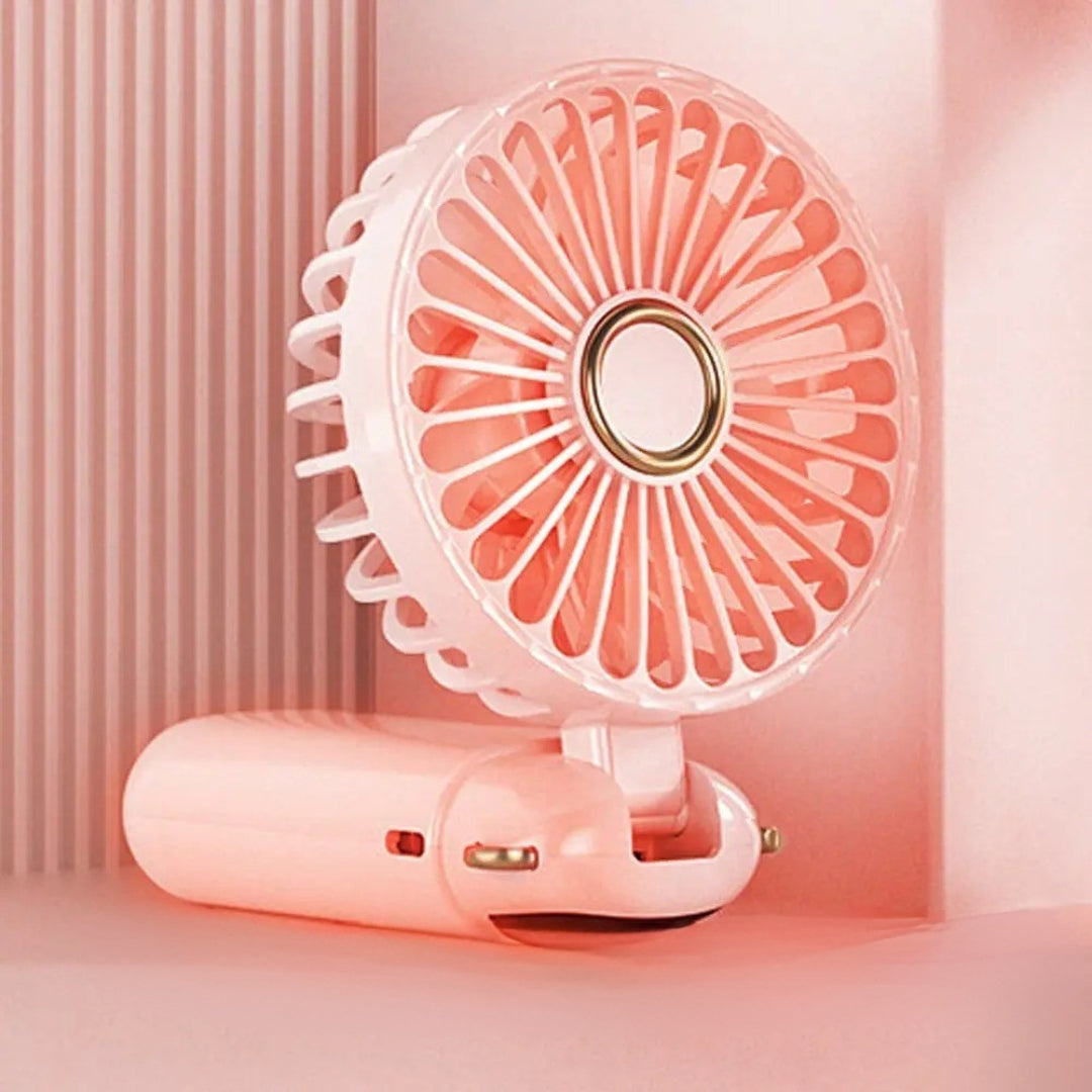 Folding LED Digital Display Mini Fan | Portable Rechargeable Desk & Handheld Fan with 5 Speeds, 3000mAh Battery & USB Charging