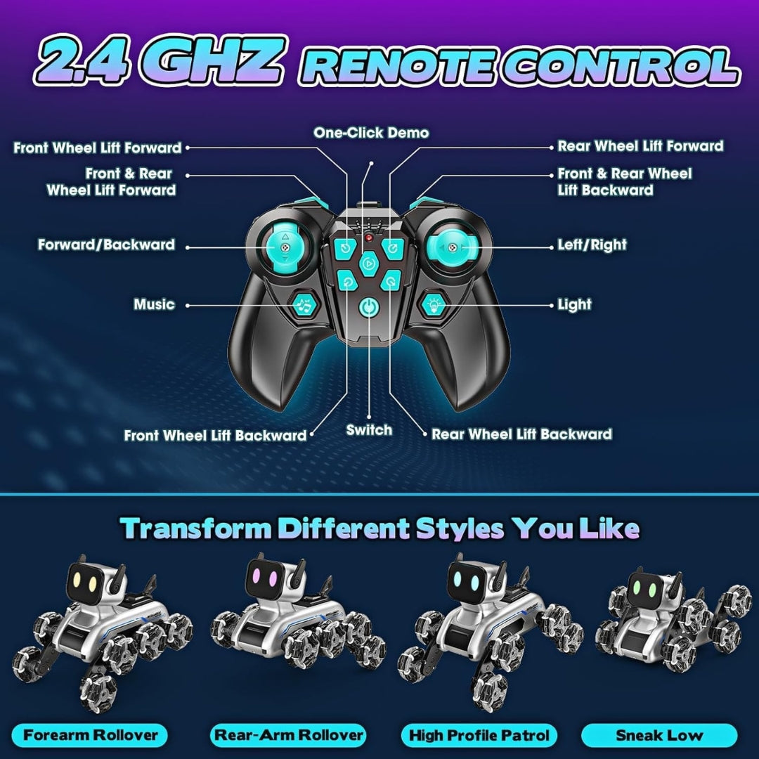 Eight-Wheeled Stunt Robot Dog | Gesture Sensing Remote Control Smart Robotic Puppy