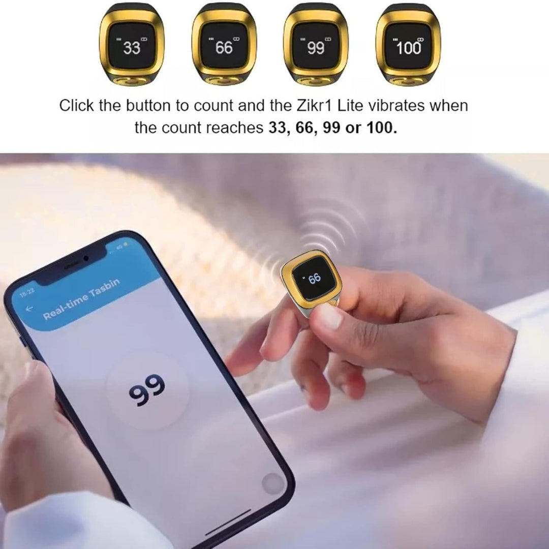 iQibla Smart Zikr Ring – Digital Tasbih Counter with OLED Display & Prayer Time Reminders