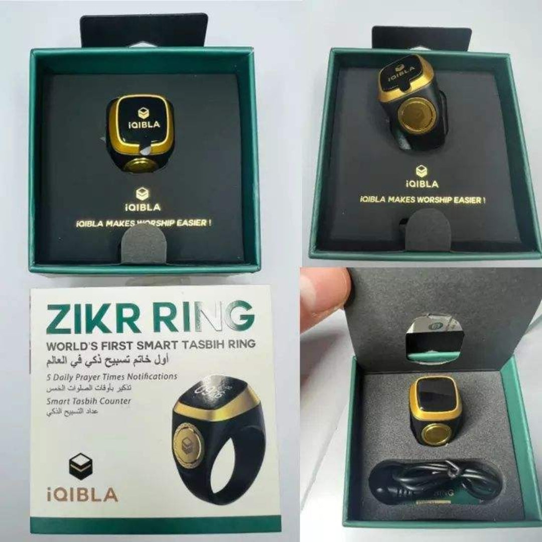 iQibla Smart Zikr Ring – Digital Tasbih Counter with OLED Display & Prayer Time Reminders