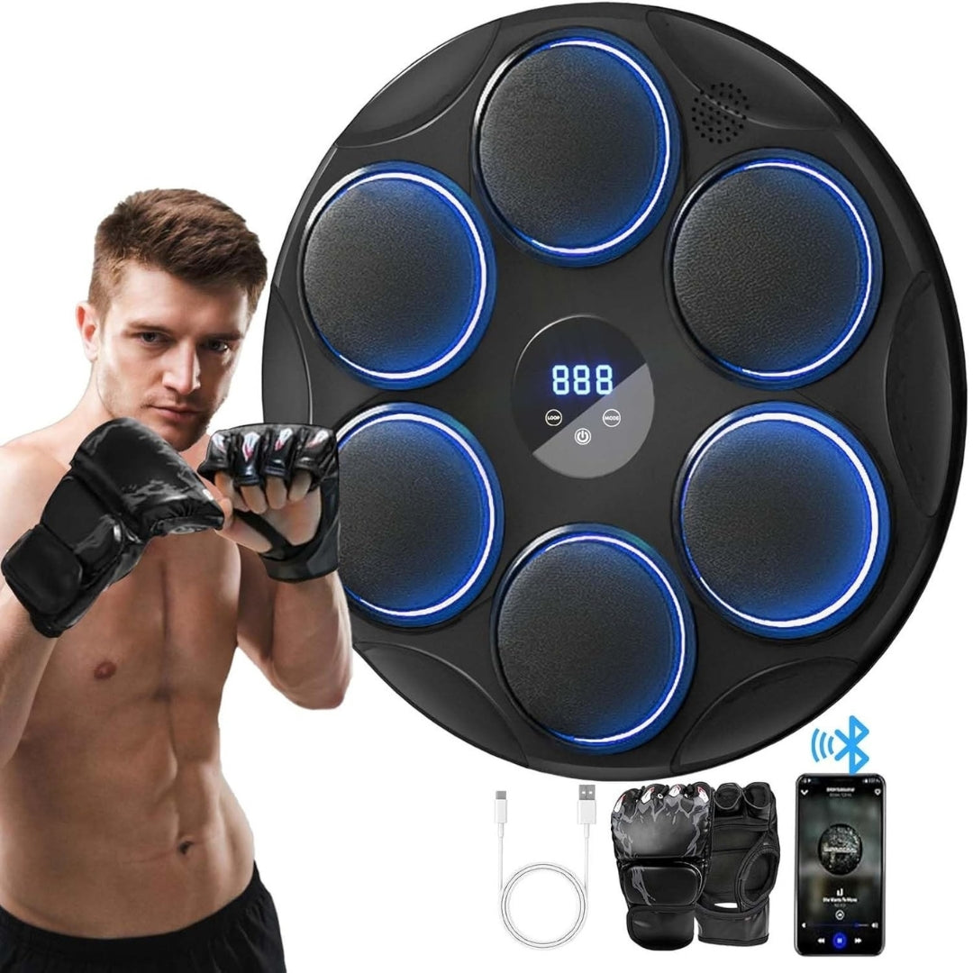 MUSICAL BOXING PRO | Smart Music Boxing Machine with Gloves, Bluetooth & LED Interactive Training