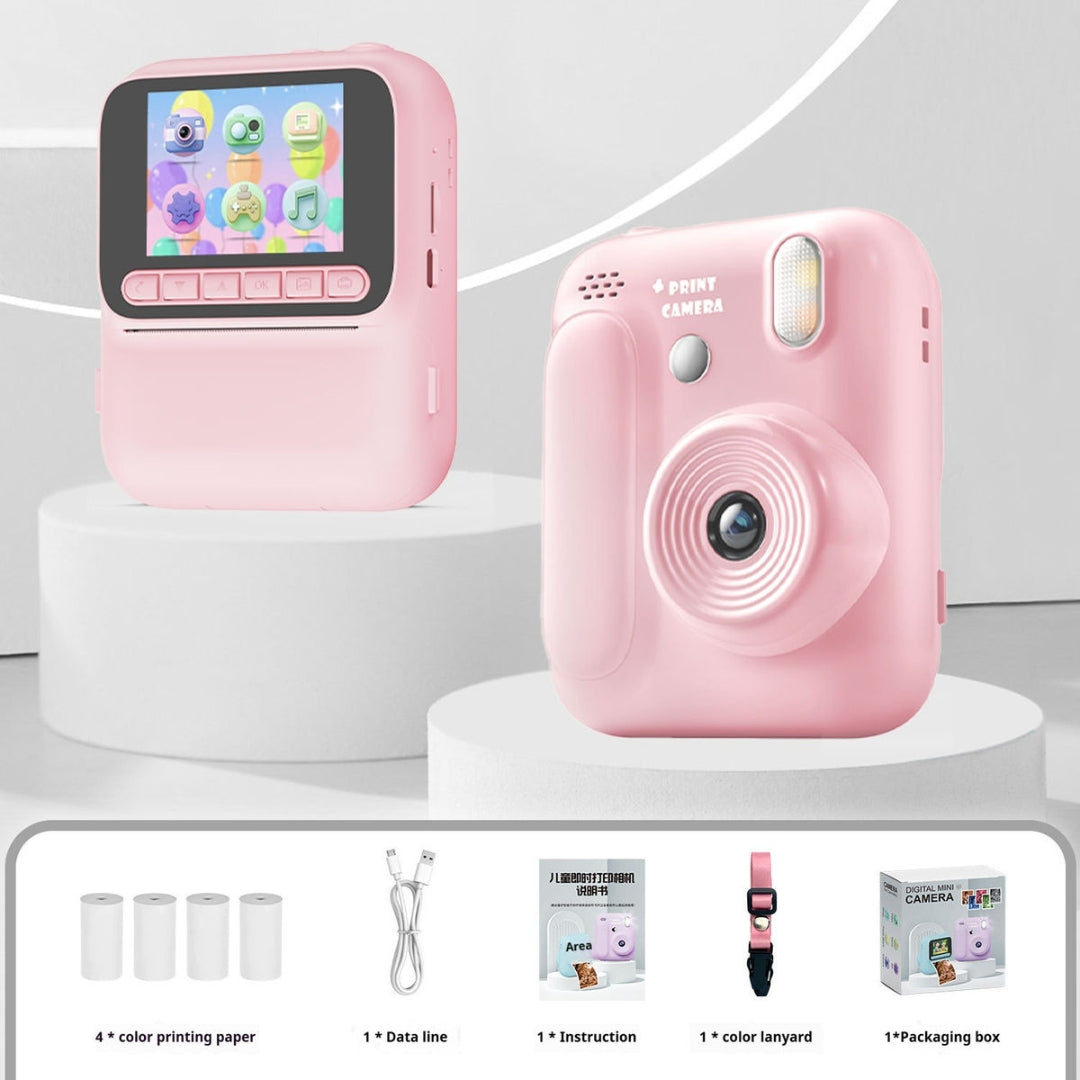 Digital Mini Instant Print Camera for Kids – Digital Educational Toy with 4 Rolls of Color Paper & Strap