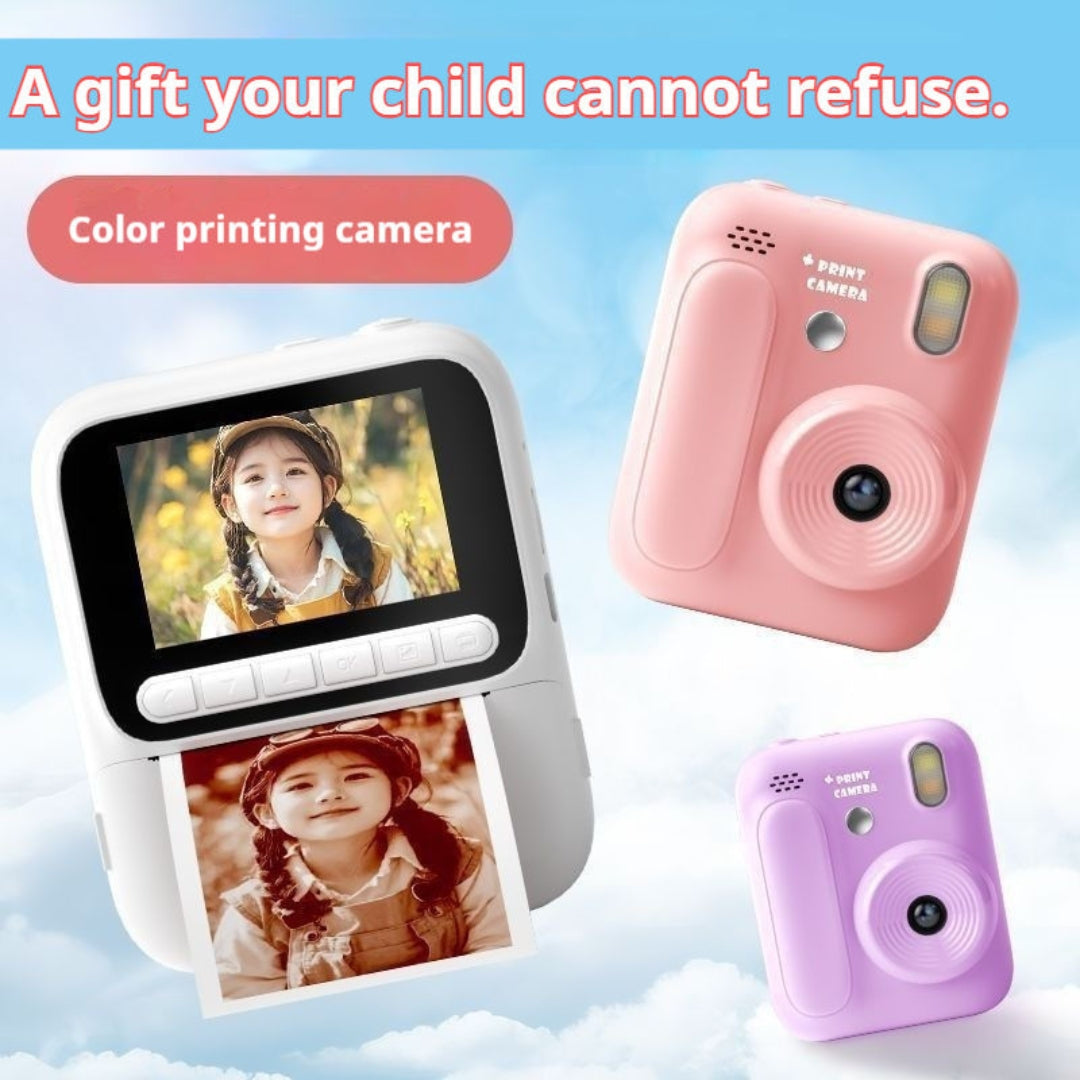Digital Mini Instant Print Camera for Kids – Digital Educational Toy with 4 Rolls of Color Paper & Strap