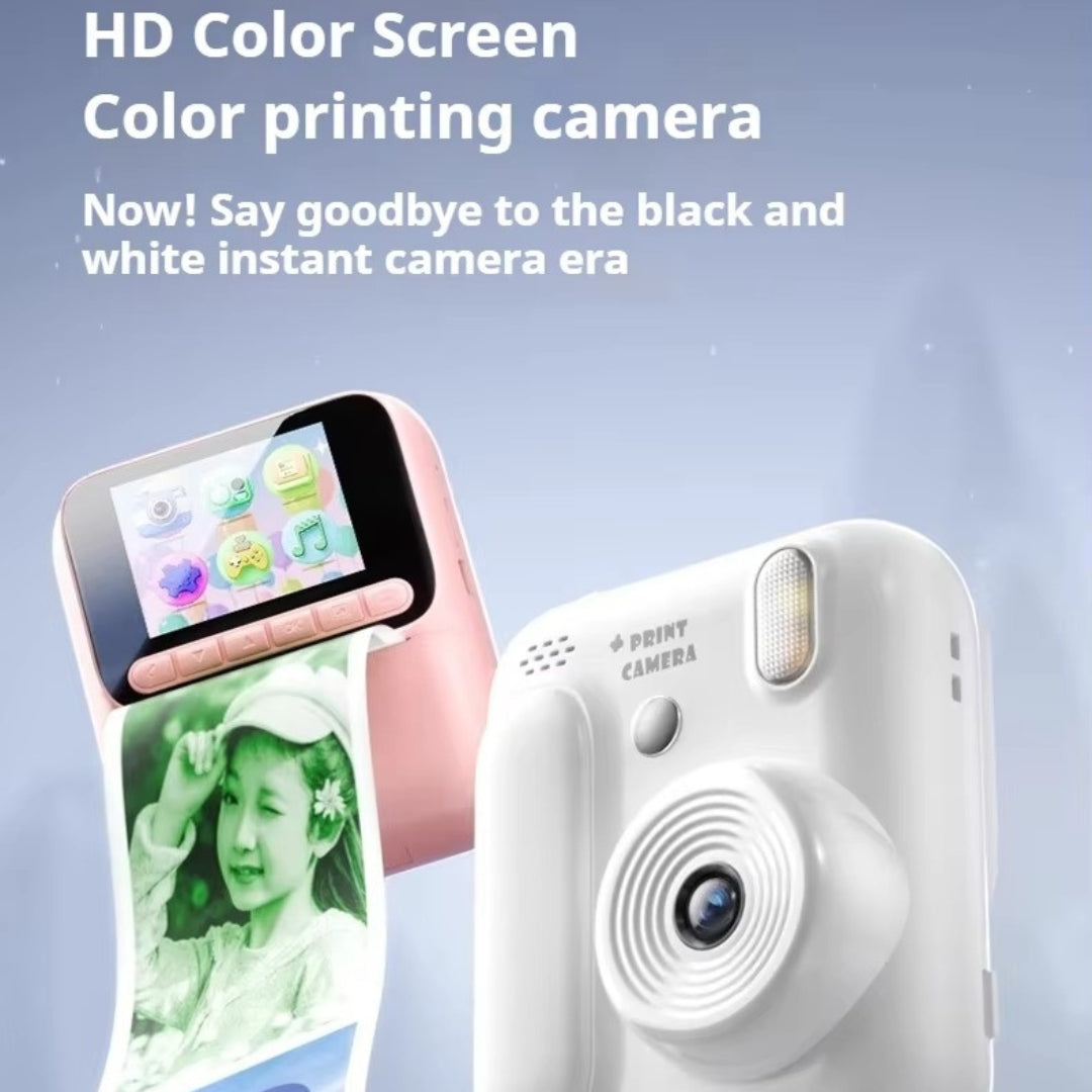 Digital Mini Instant Print Camera for Kids – Digital Educational Toy with 4 Rolls of Color Paper & Strap