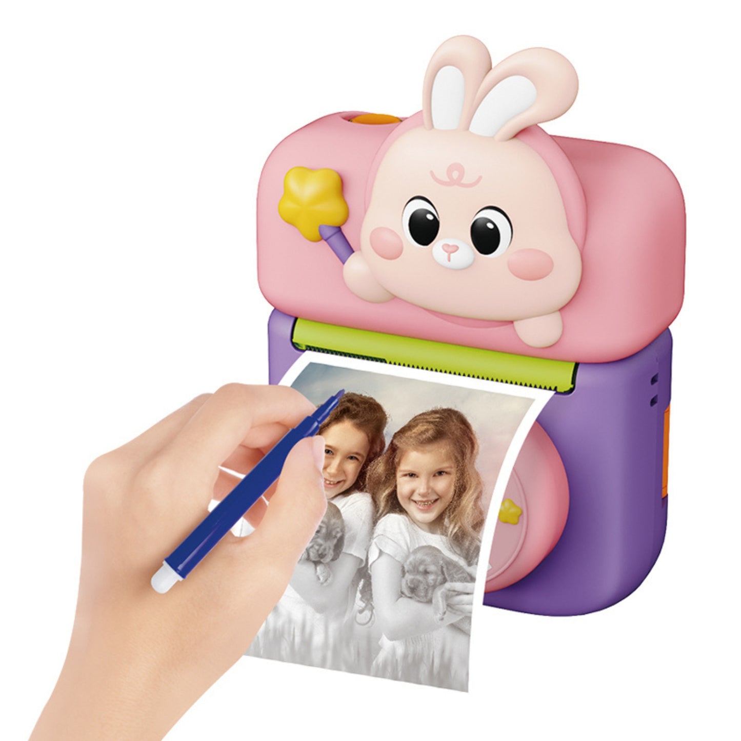Portable Camera for Kids Instant Print – Bunny Flip Screen Camera with Instant Photo Printing