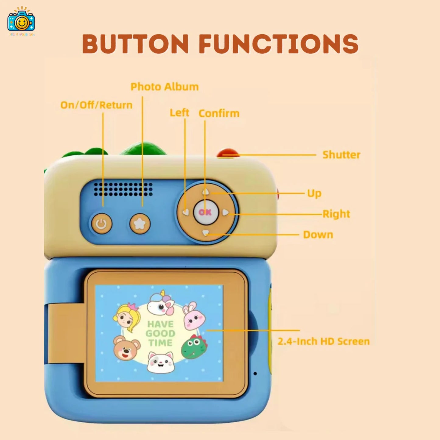 Portable Camera for Kids Instant Print – Bunny Flip Screen Camera with Instant Photo Printing