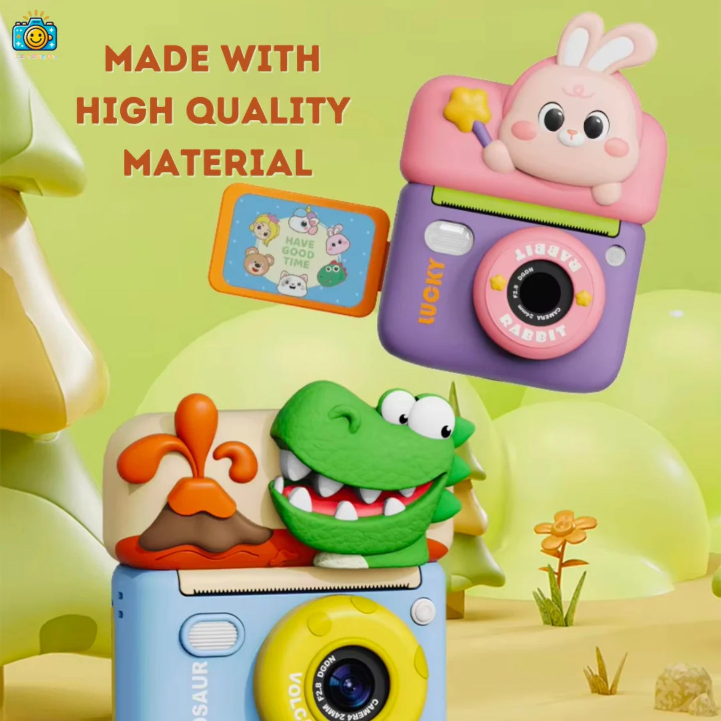 Portable Camera for Kids Instant Print – Bunny Flip Screen Camera with Instant Photo Printing