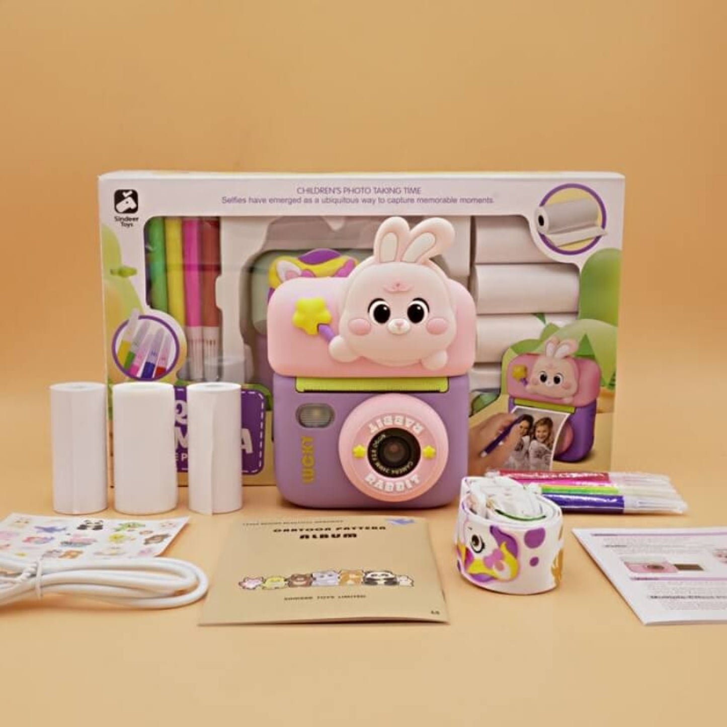Portable Camera for Kids Instant Print – Bunny Flip Screen Camera with Instant Photo Printing