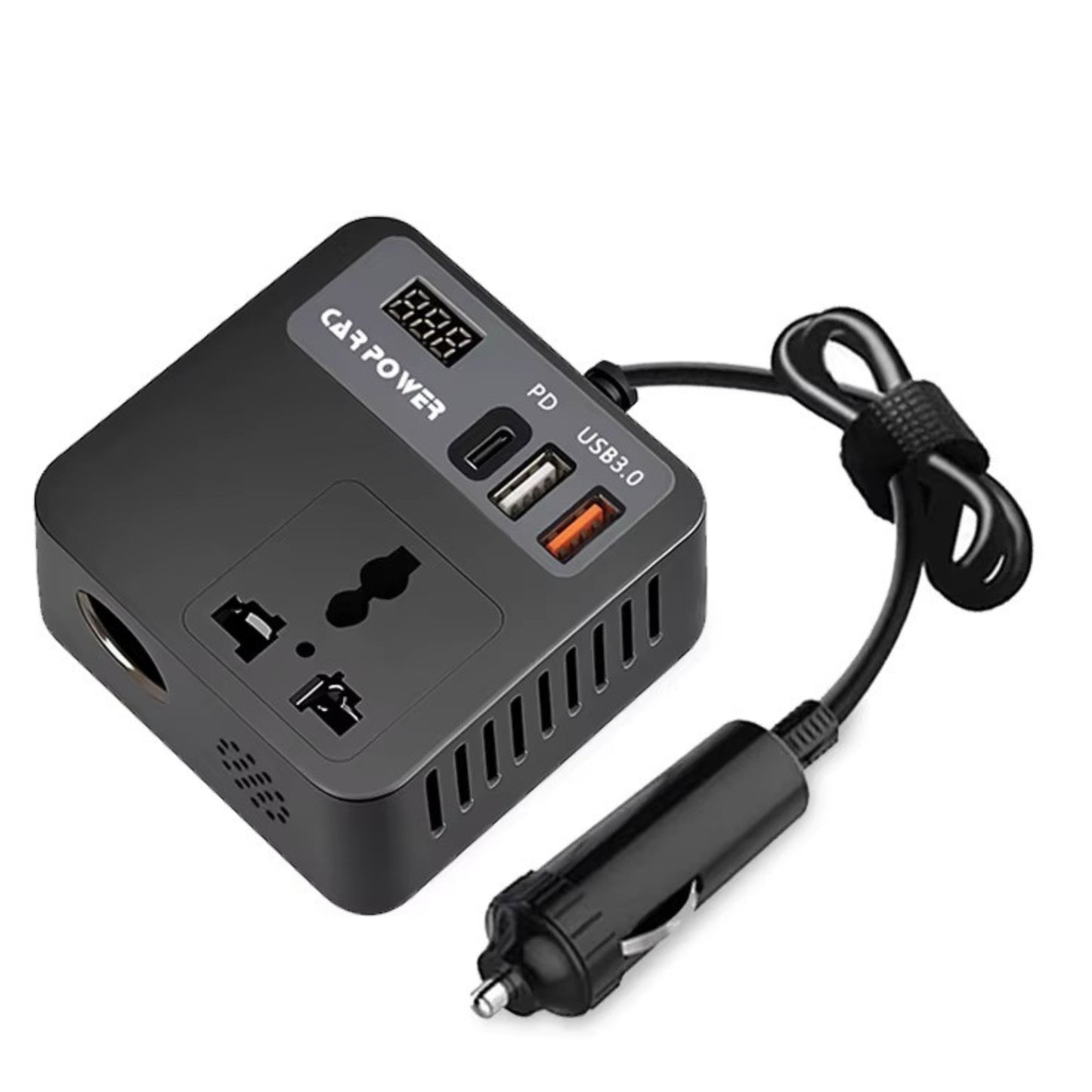 Car Power Inverter with AC Outlet & Fast USB Charging – Multi-Protection Car Charger Adapter