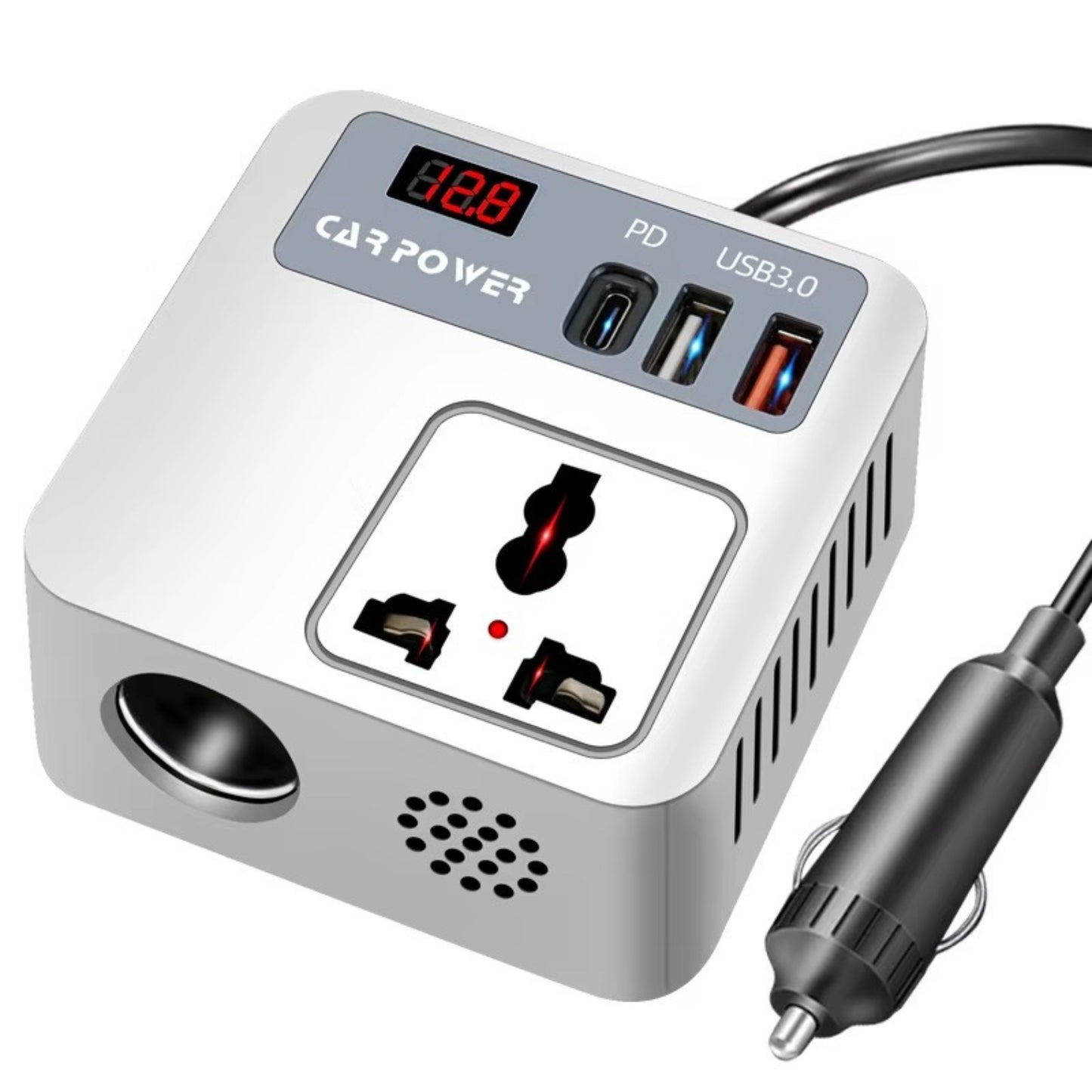 Car Power Inverter with AC Outlet & Fast USB Charging – Multi-Protection Car Charger Adapter