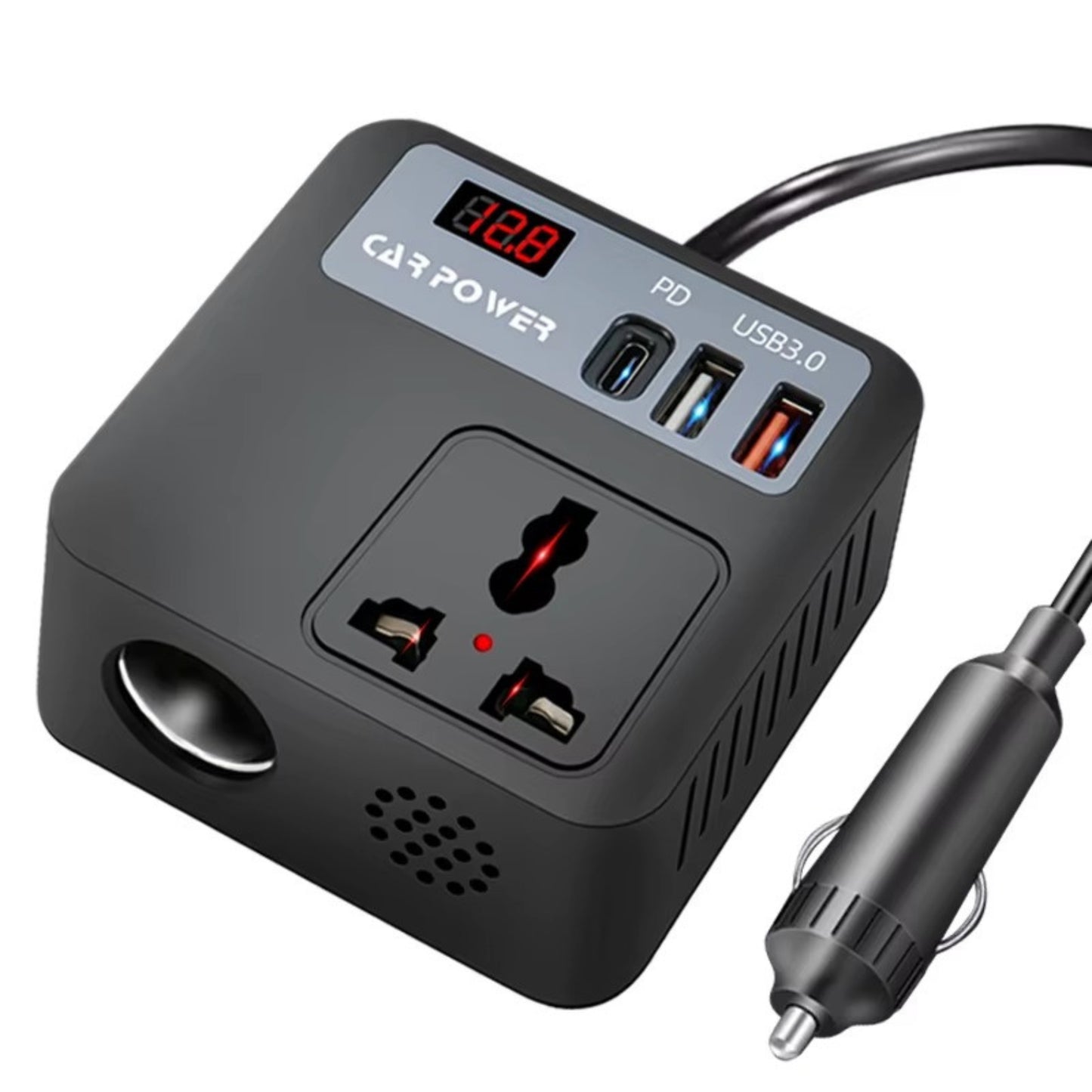 Car Power Inverter with AC Outlet & Fast USB Charging – Multi-Protection Car Charger Adapter