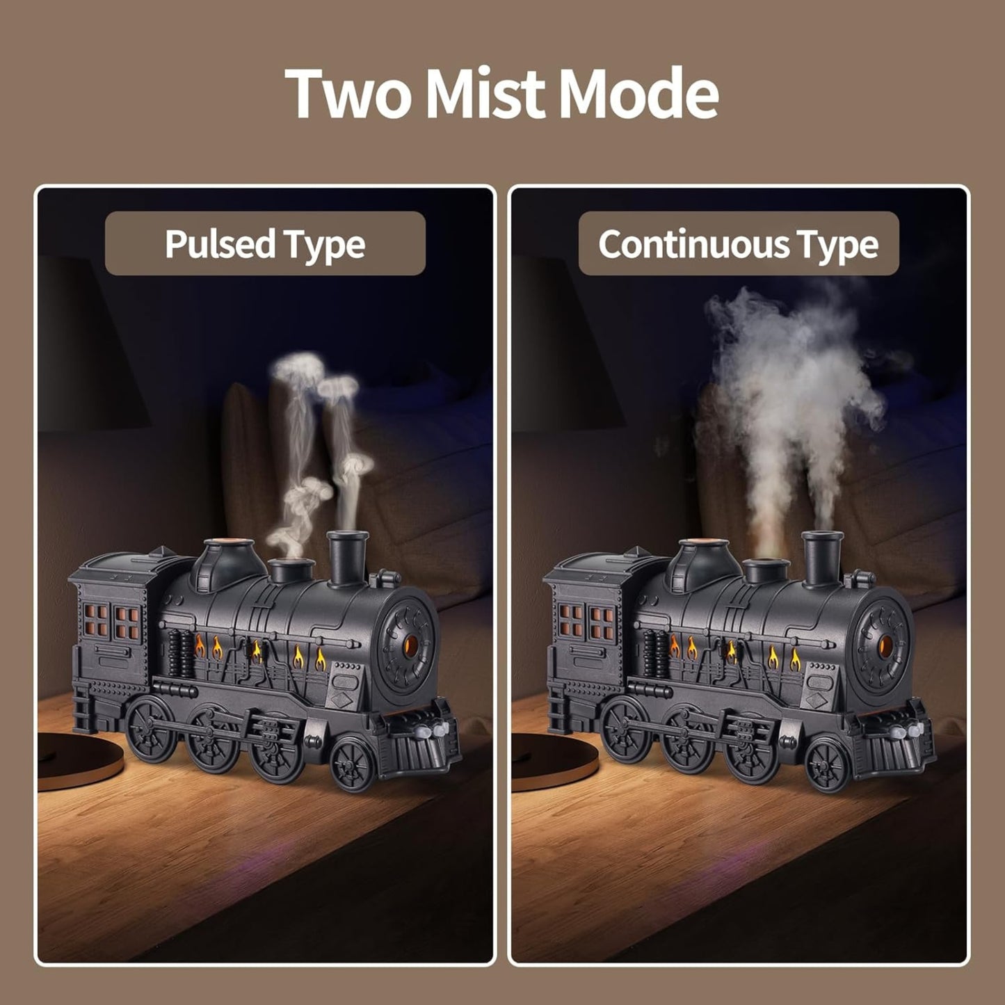 Train Aroma Diffuser & Humidifier – 300ml Ultrasonic Essential Oil Diffuser with LED Flame Effect & Remote Control