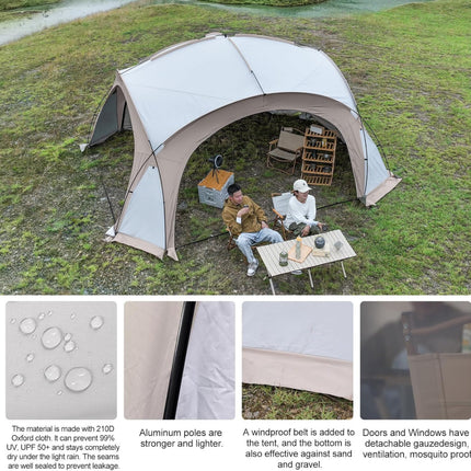 Outdoor Sunshade Shelter – Large 420×420×230cm, UPF50+ Waterproof Canopy Tent with 2 Side Walls for 8–10 People