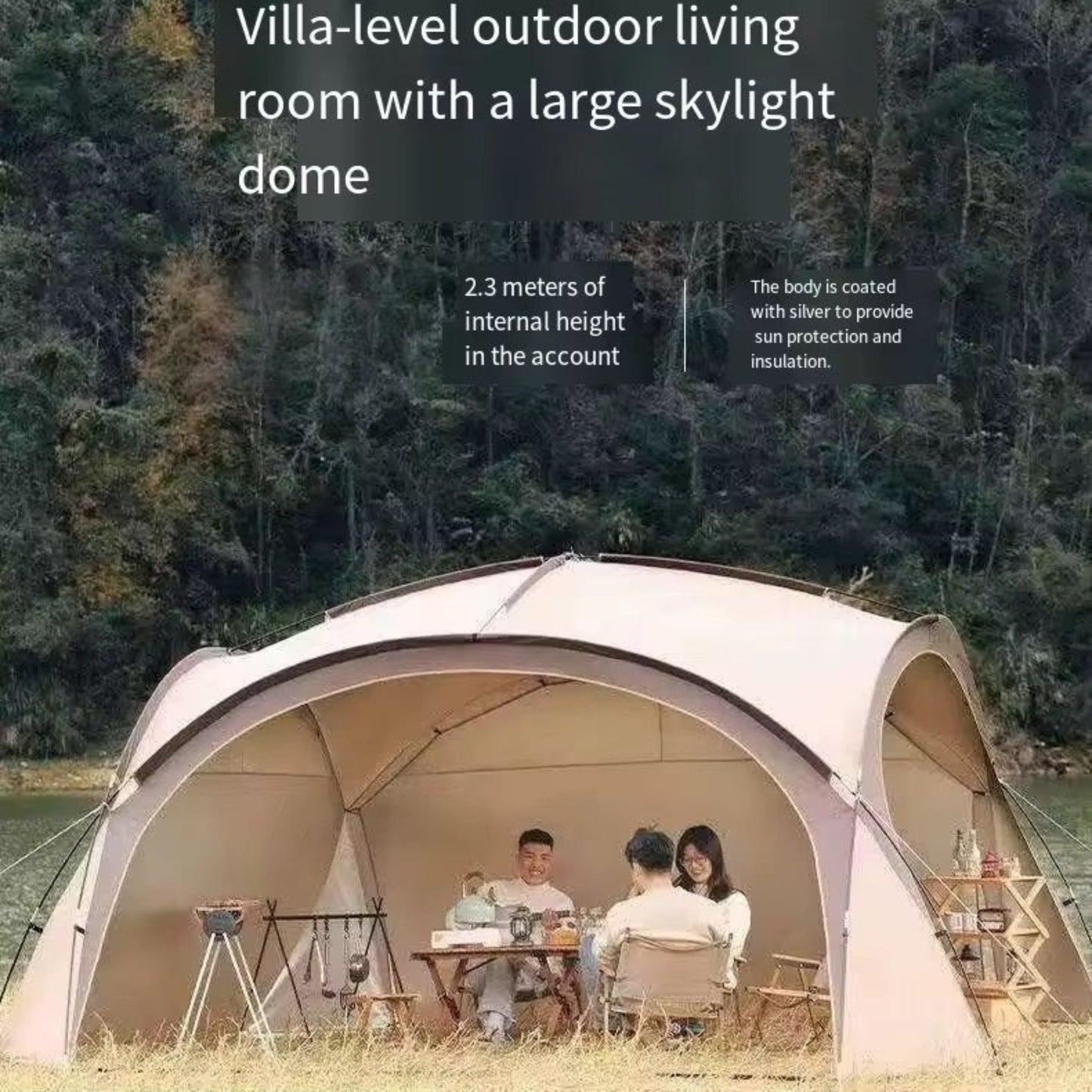 Outdoor Sunshade Shelter – Large 420×420×230cm, UPF50+ Waterproof Canopy Tent with 2 Side Walls for 8–10 People