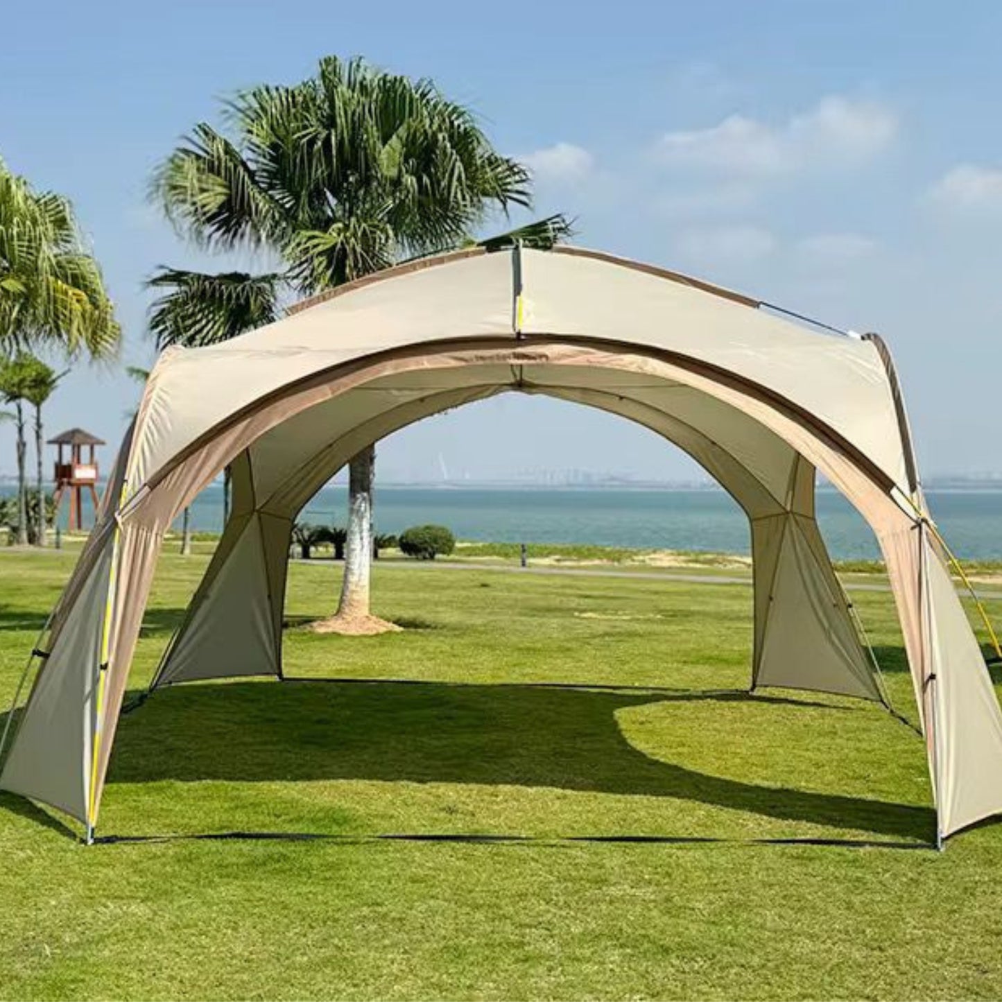 Outdoor Sunshade Shelter – Large 420×420×230cm, UPF50+ Waterproof Canopy Tent with 2 Side Walls for 8–10 People