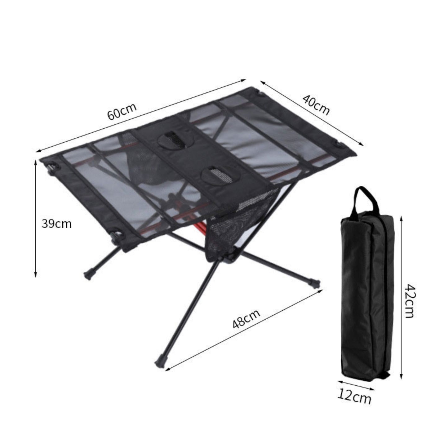 Portable Folding Camping Table with Mesh Storage & Cup Holders – Lightweight Aluminum Alloy Outdoor Table with Carry Bag