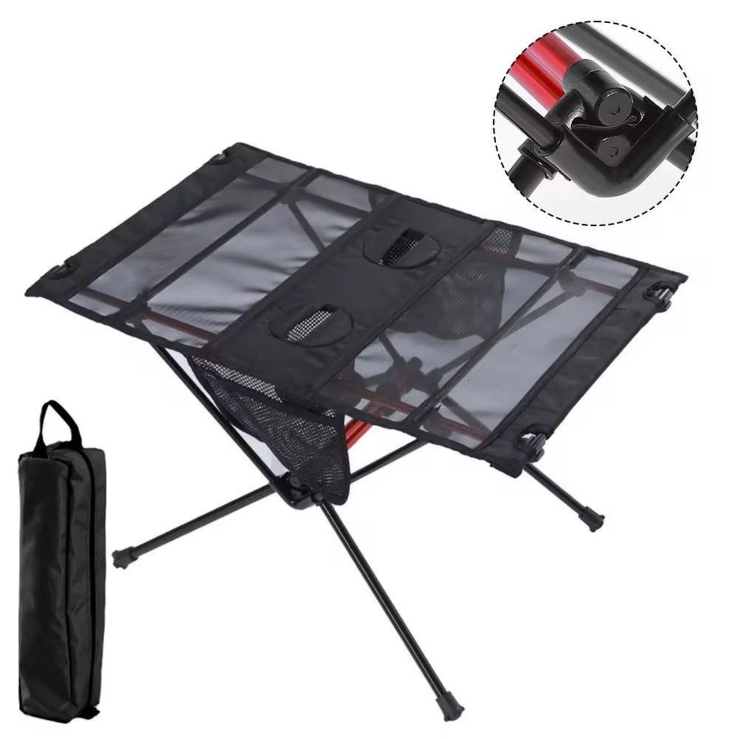 Portable Folding Camping Table with Mesh Storage & Cup Holders – Lightweight Aluminum Alloy Outdoor Table with Carry Bag