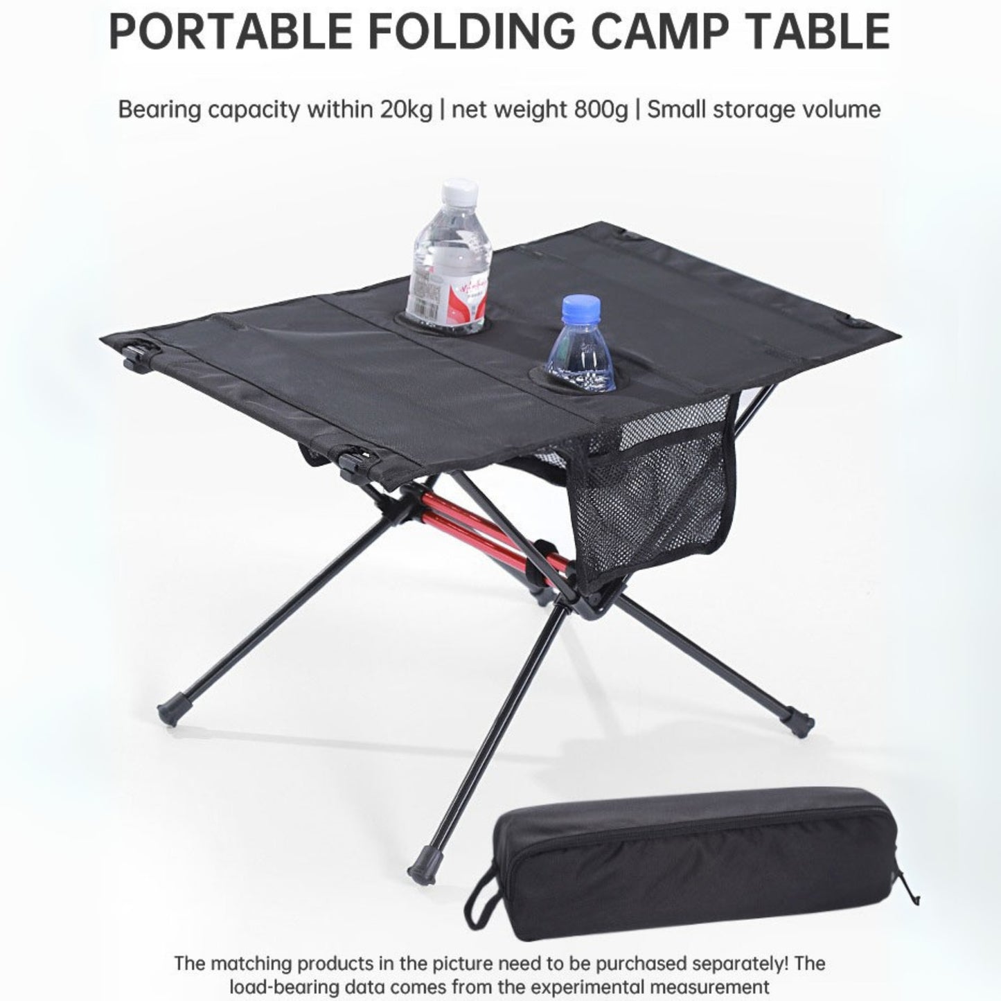 Portable Folding Camping Table with Mesh Storage & Cup Holders – Lightweight Aluminum Alloy Outdoor Table with Carry Bag
