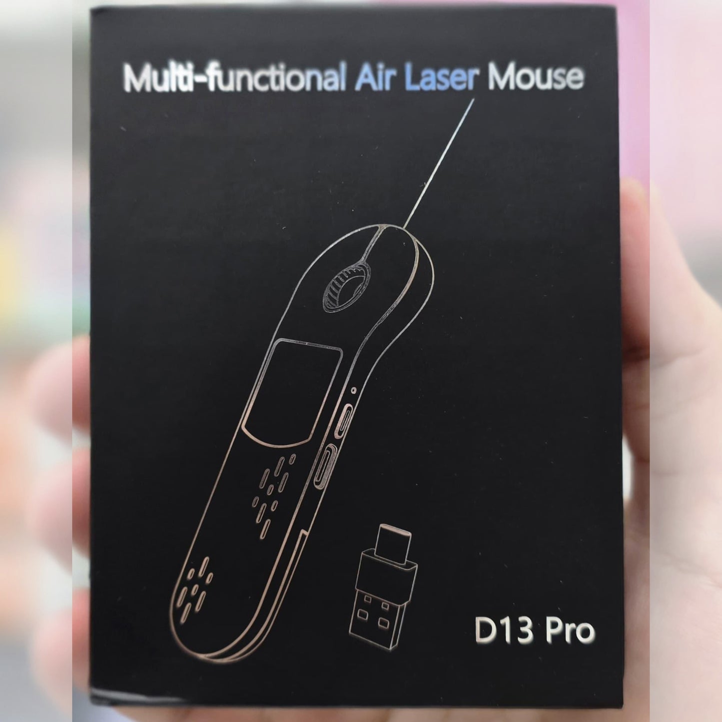 D13 Multi-Functional Air Laser Mouse – Wireless Bluetooth & 2.4G Remote Control, Presentation Clicker with Laser, Voice & Gesture Navigation