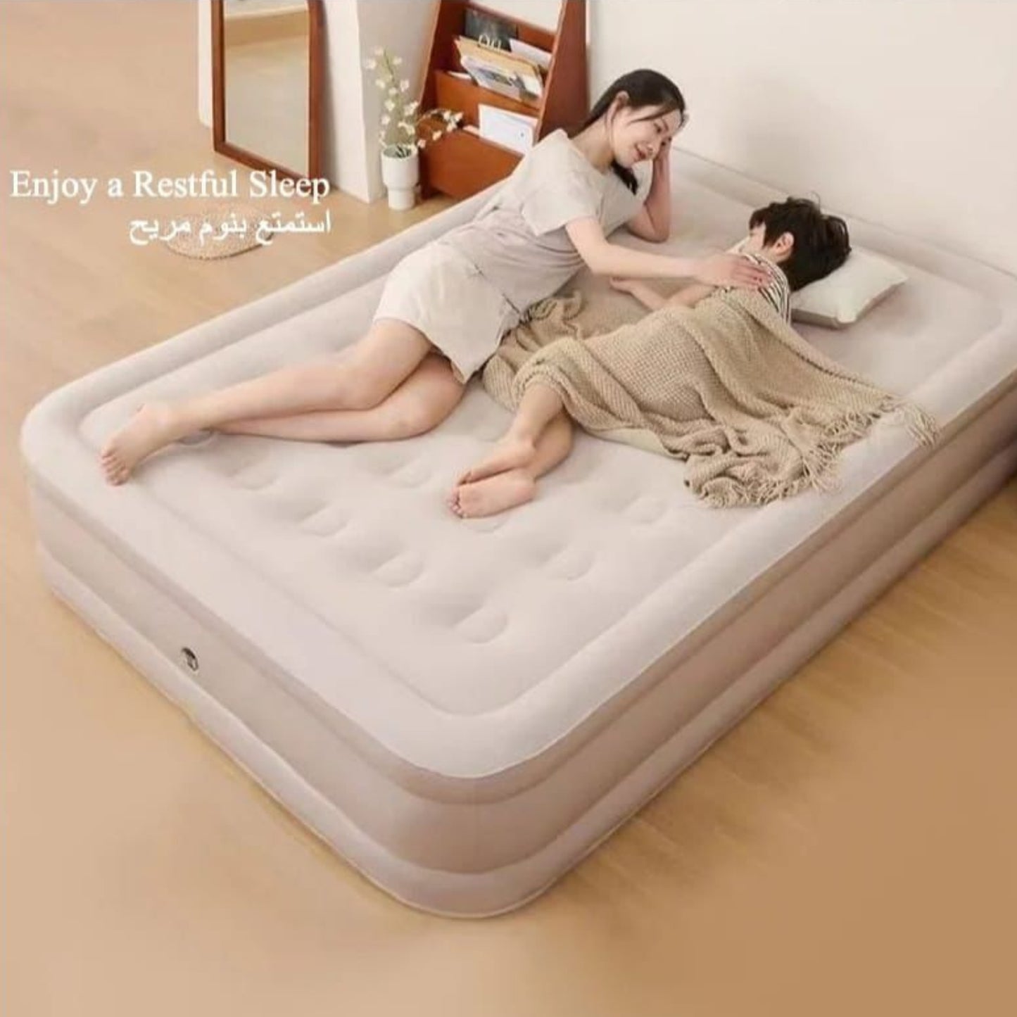Portable Air Mattress – Single & Double | Built-in Pump, Waterproof Inflatable Bed for Home, Camping & Guest Use