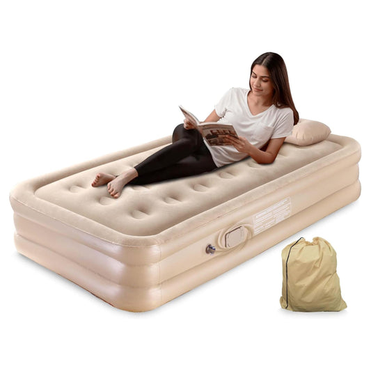 Portable Air Mattress – Single & Double | Built-in Pump, Waterproof Inflatable Bed for Home, Camping & Guest Use