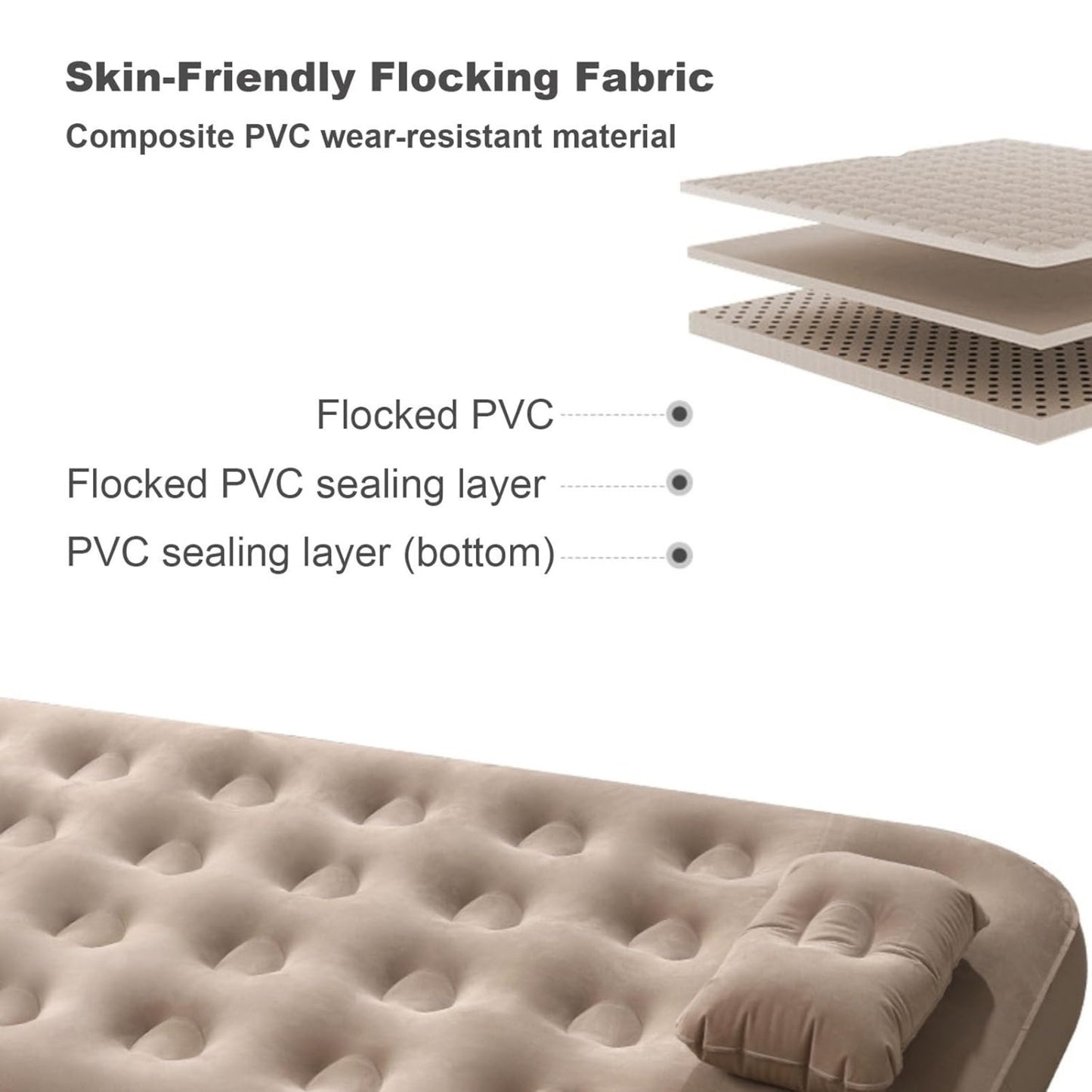 Portable Air Mattress – Single & Double | Built-in Pump, Waterproof Inflatable Bed for Home, Camping & Guest Use