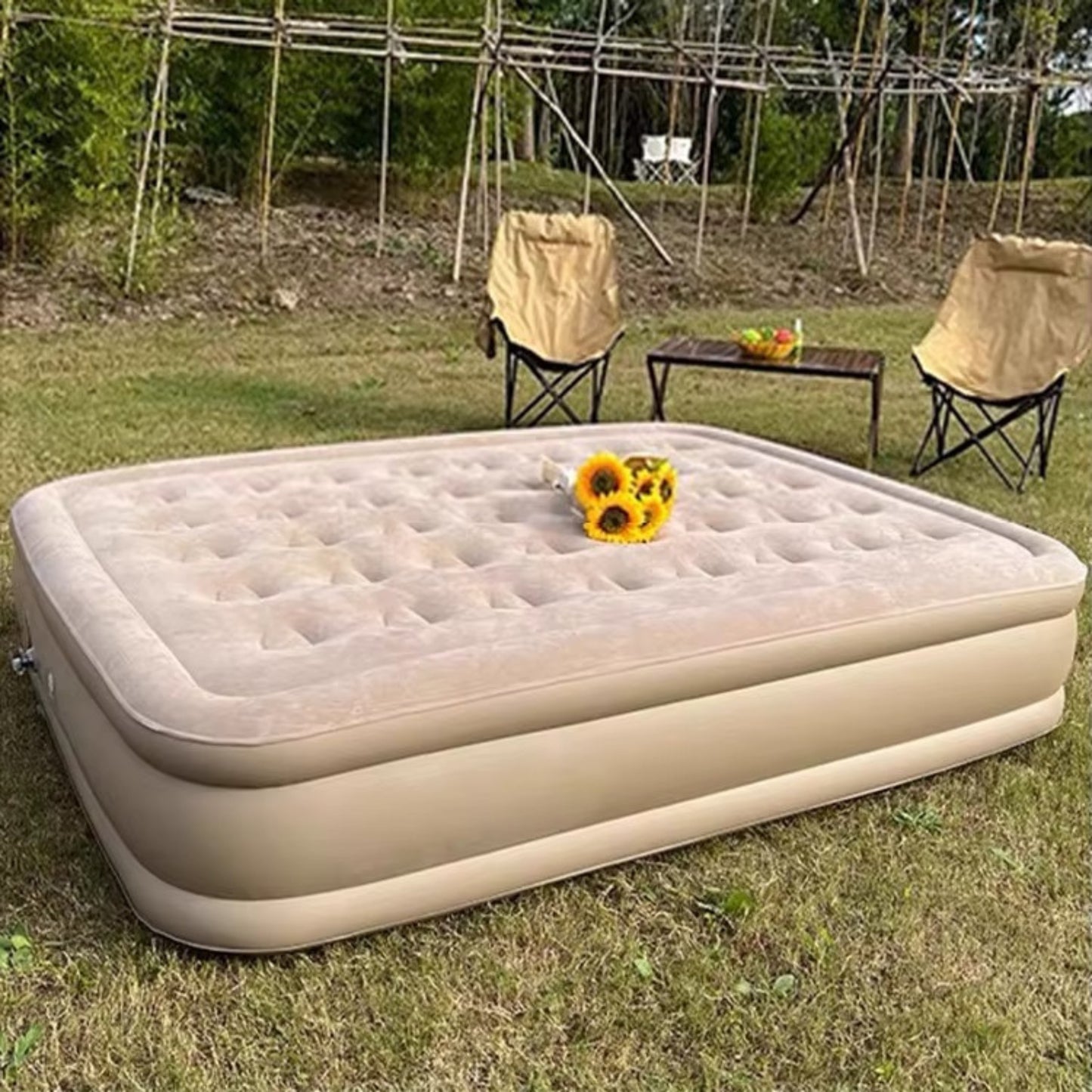 Portable Air Mattress – Single & Double | Built-in Pump, Waterproof Inflatable Bed for Home, Camping & Guest Use