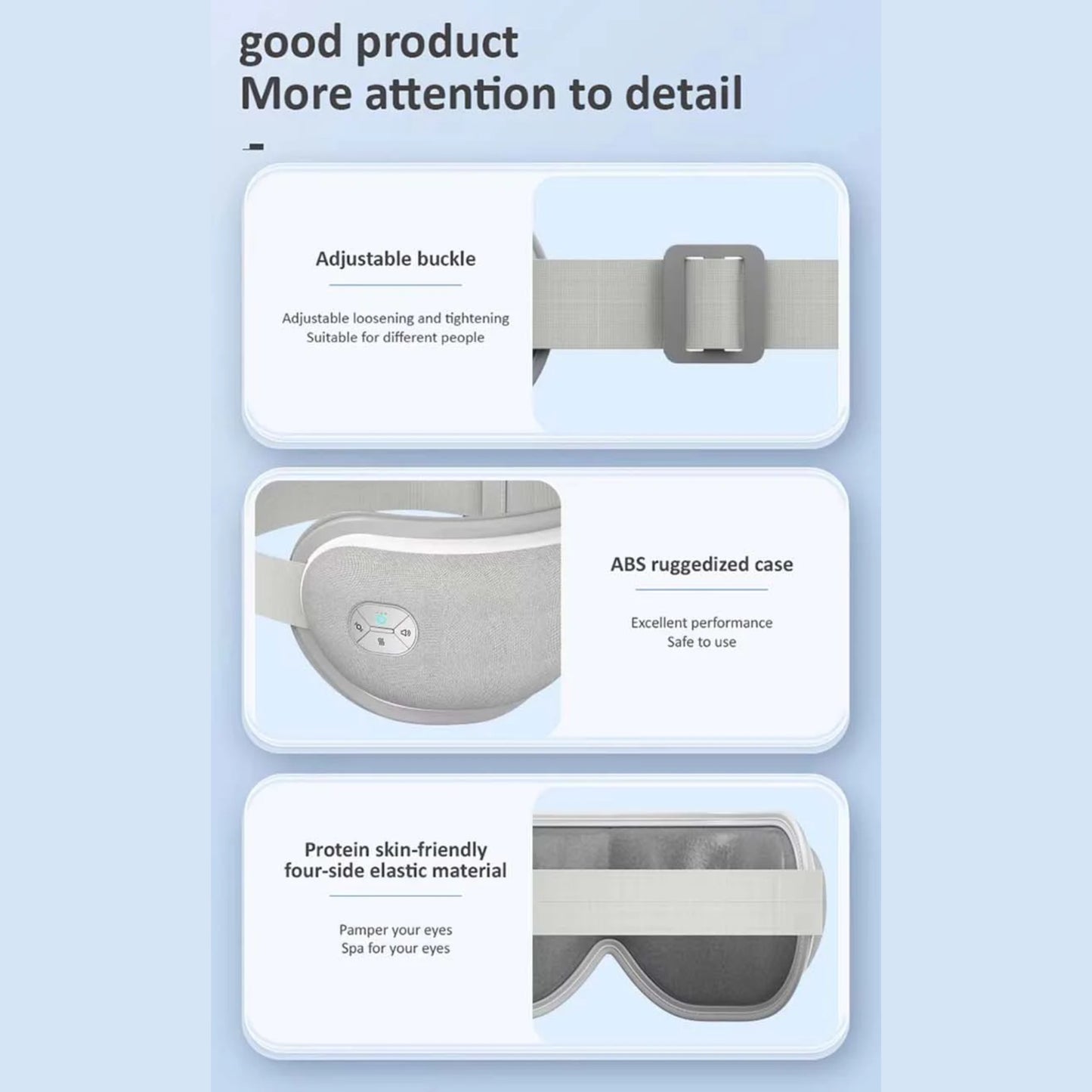 DS-310C Bluetooth Eye Massager with Heat, Air Compression, Vibration & Music – 5 Modes, Foldable & Rechargeable