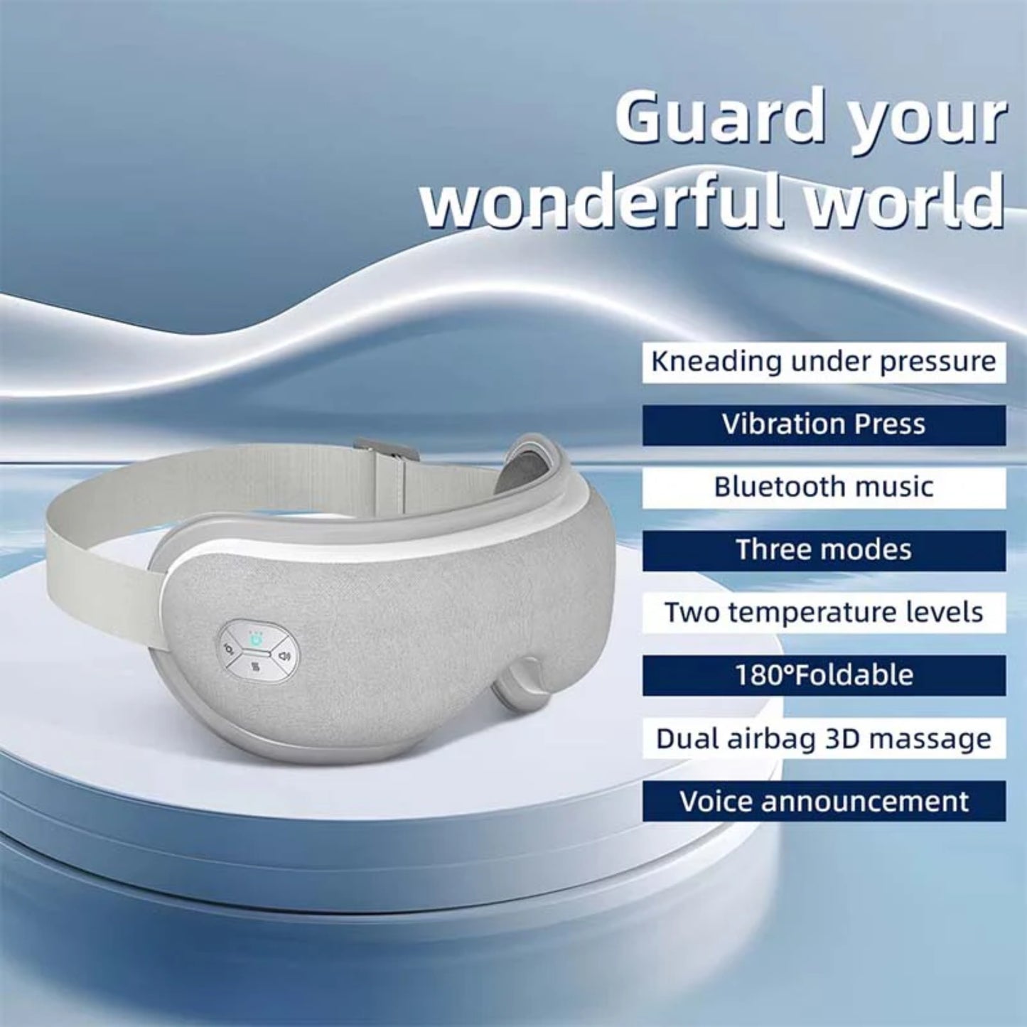 DS-310C Bluetooth Eye Massager with Heat, Air Compression, Vibration & Music – 5 Modes, Foldable & Rechargeable