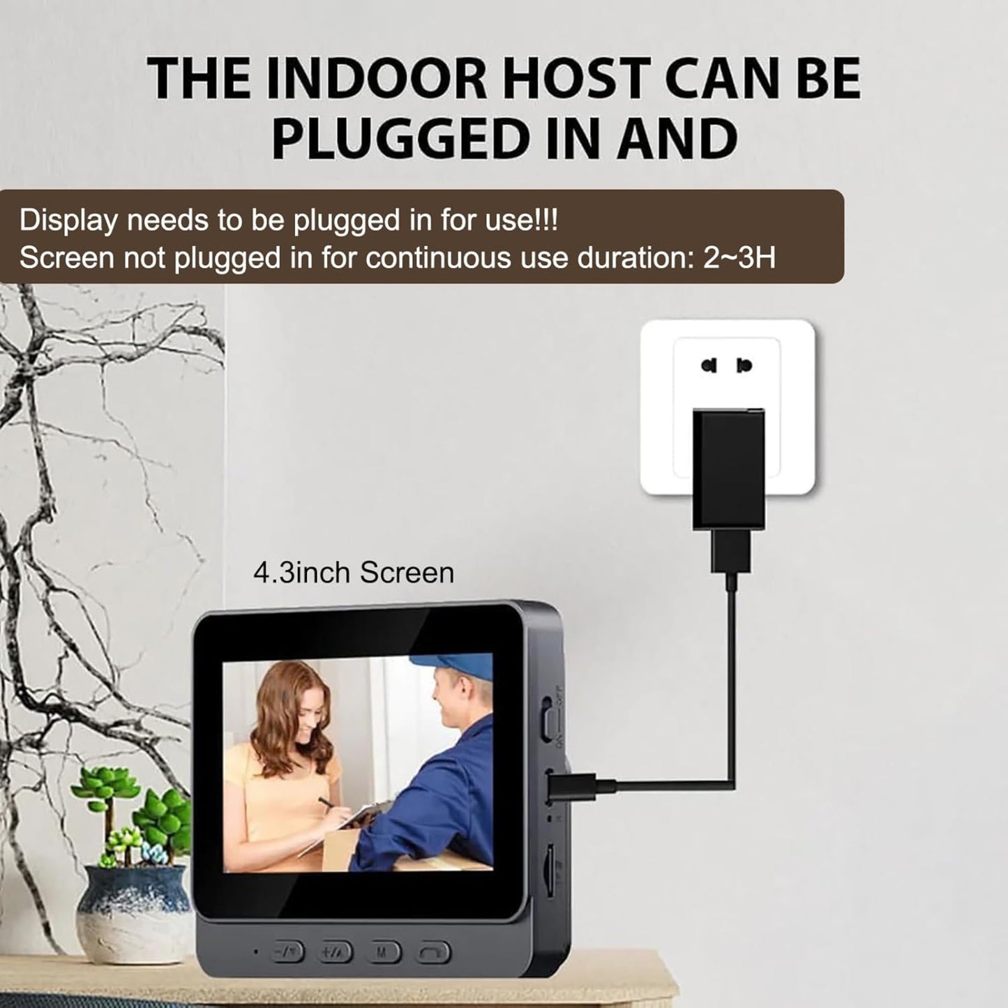 SMART HOME Wireless Video Doorbell 1080P HD | 4.3" Screen, Two-Way Audio, IP65 Waterproof, No WiFi Required