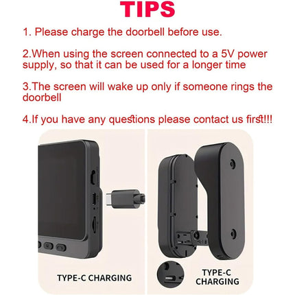 SMART HOME Wireless Video Doorbell 1080P HD | 4.3" Screen, Two-Way Audio, IP65 Waterproof, No WiFi Required