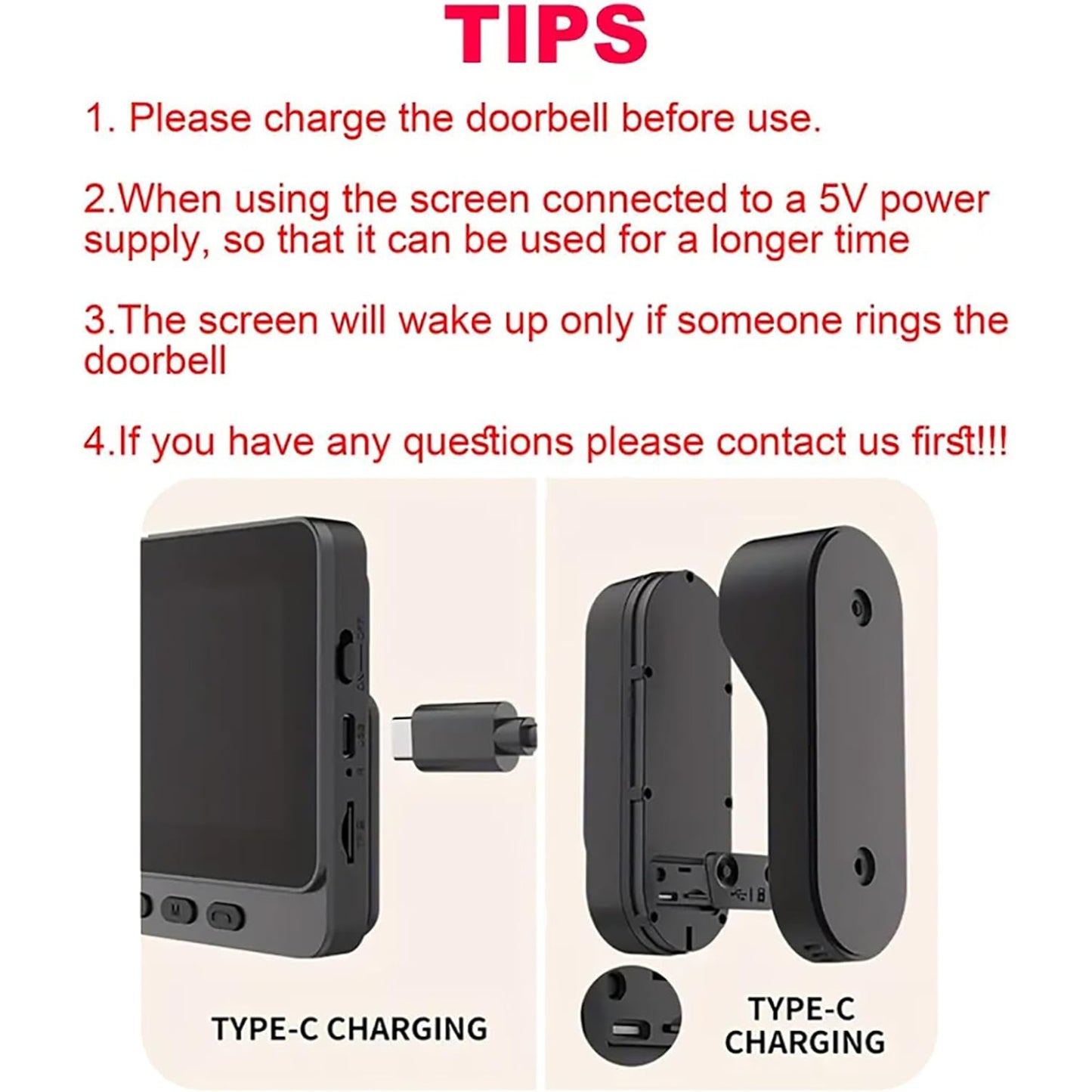 SMART HOME Wireless Video Doorbell 1080P HD | 4.3" Screen, Two-Way Audio, IP65 Waterproof, No WiFi Required