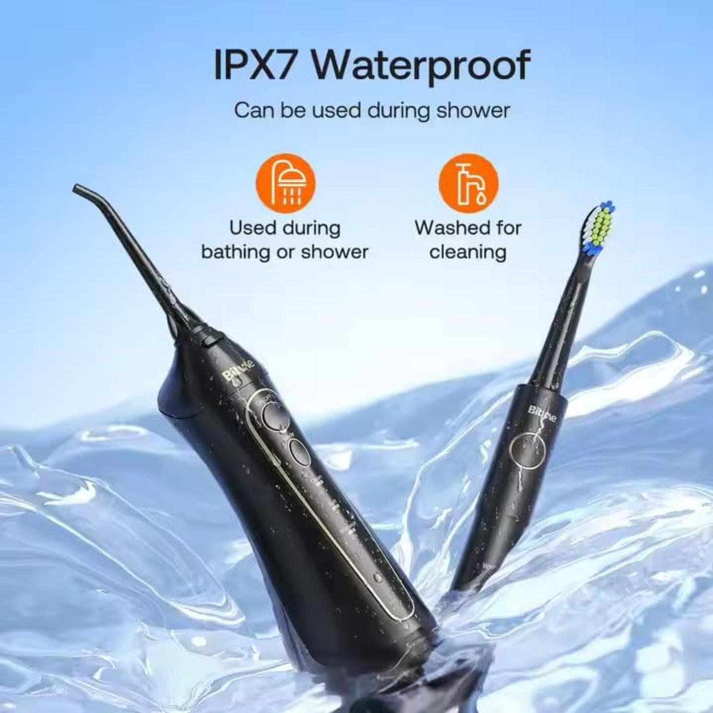 Bitvae E11-F5020E | 2-in-1 Electric Toothbrush & Cordless Water Flosser Combo | Rechargeable Waterproof Oral Care Kit with 5 Brush Modes, 3 Floss Modes, 4 Brush Heads & 4 Nozzles – Black