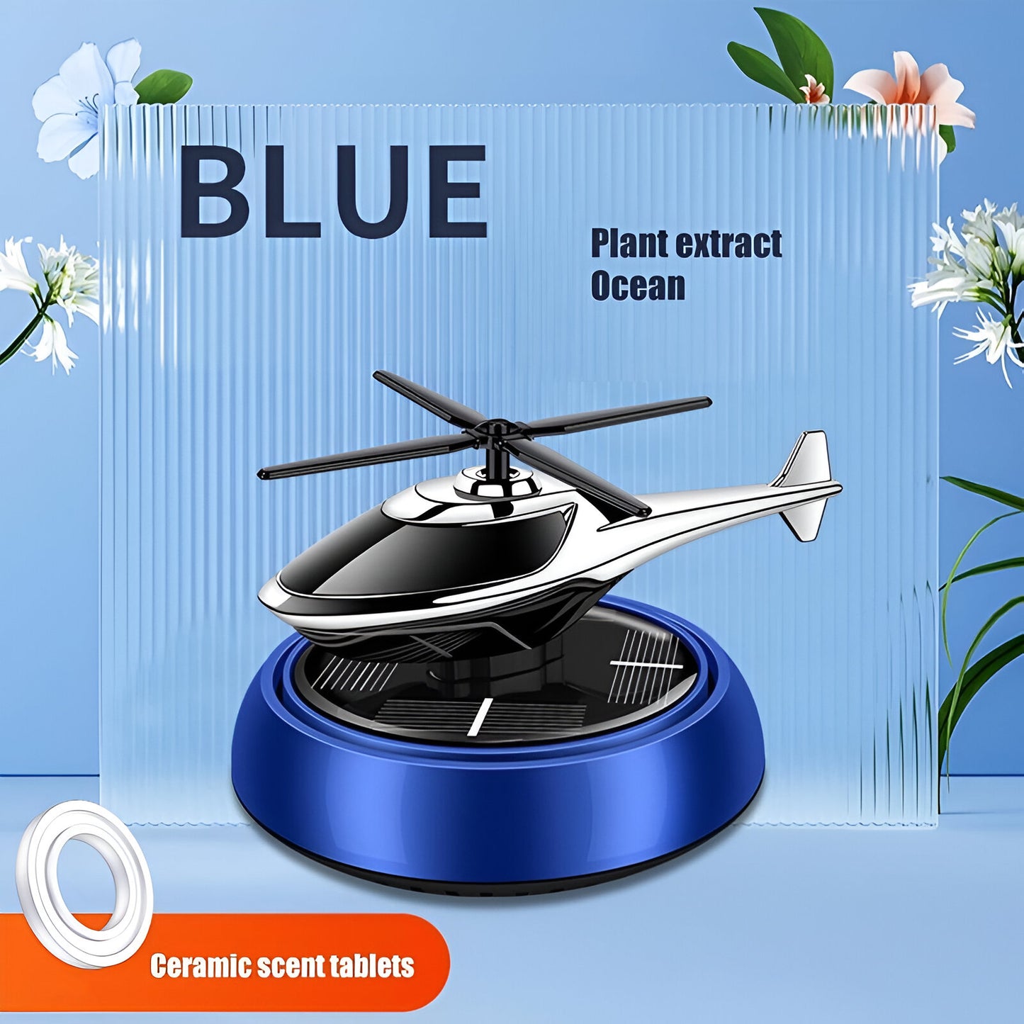 Solar Car Fragrance | Helicopter Solar Car Aromatherapy Diffuser – Rotating Dashboard Air Freshener with Long-Lasting Fragrance