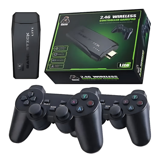 2.4G Wireless Retro Game Stick with Dual Gamepads | 4K HDMI Output | 25,000+ Built-in Games & 12 Classic Emulators