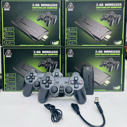 2.4G Wireless Retro Game Stick with Dual Gamepads | 4K HDMI Output | 25,000+ Built-in Games & 12 Classic Emulators