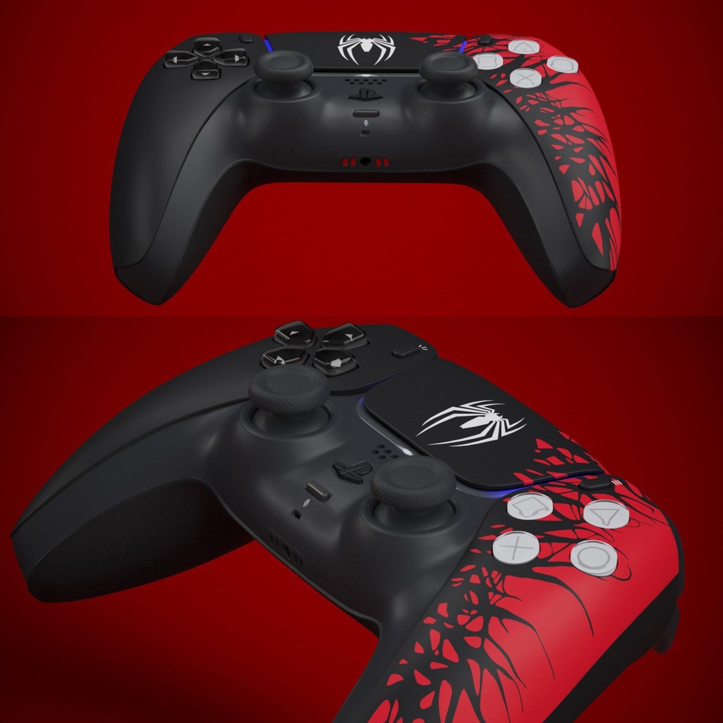 SUNDI DualSense Spider-Man Design Wireless Controller for PS4 | Limited Edition PLAYX 4-in-1 Kit
