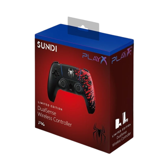 SUNDI DualSense Spider-Man Design Wireless Controller for PS4 | Limited Edition PLAYX 4-in-1 Kit
