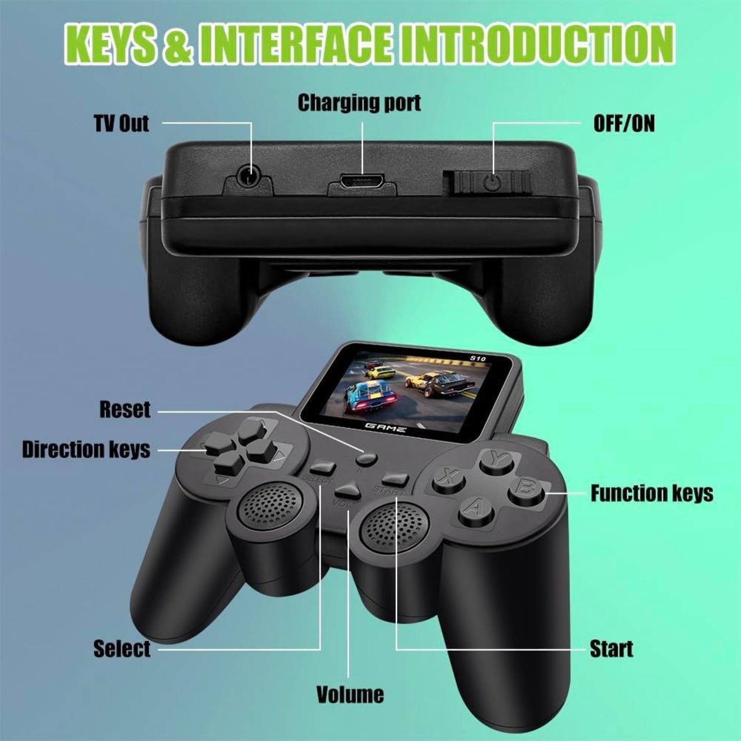 S10 Gamepad Controller | 520 in 1 Digital Handheld Game Player with HD Screen & TV Connection