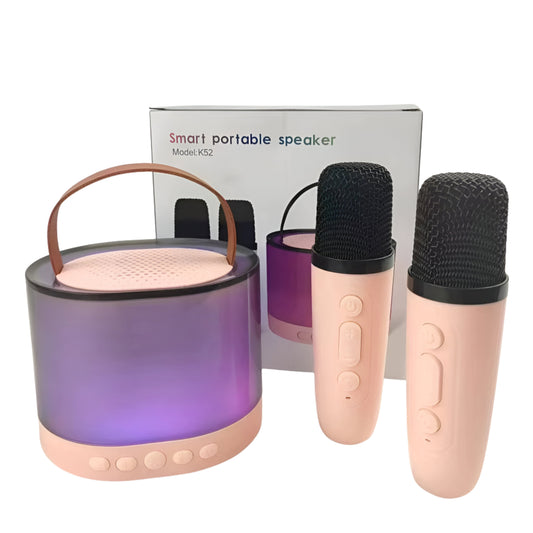 K52 RGB Light Karaoke Machine with 2 Wireless Mics | Smart Portable Bluetooth 5.3 Speaker with Hi-Fi Sound & LED Lights