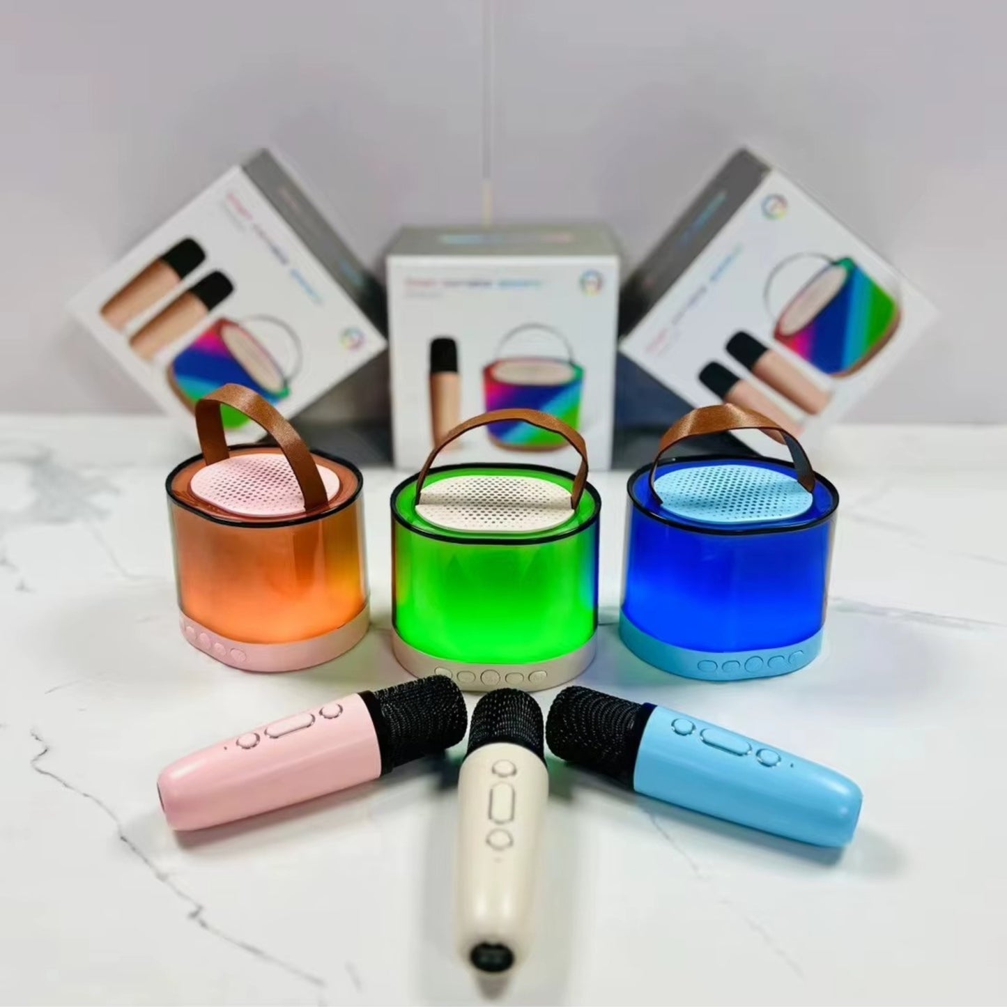 K52 RGB Light Karaoke Machine with 2 Wireless Mics | Smart Portable Bluetooth 5.3 Speaker with Hi-Fi Sound & LED Lights