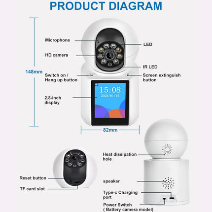 Video Calling Smart Camera | 2K HD Monitor with Motion Detection, Night Vision & Mobile Alerts
