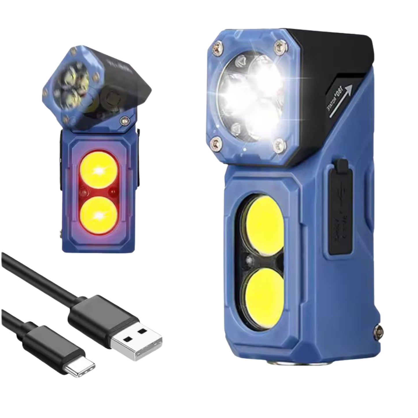 YEMAO T615 Mini Flashlight – Rechargeable EDC Light with 180° Rotating Head, Magnetic Base & Hands-Free Motion Sensor