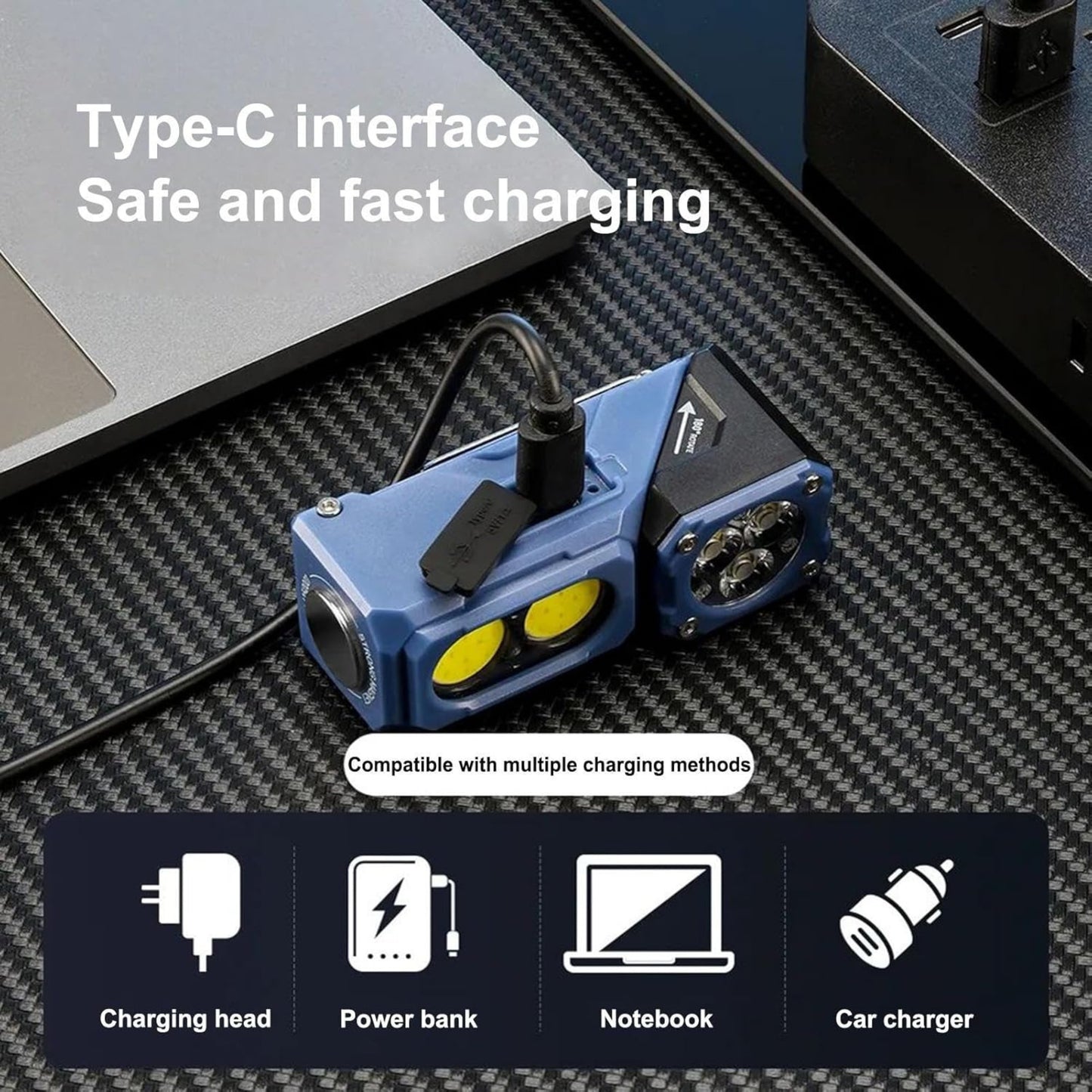 YEMAO T615 Mini Flashlight – Rechargeable EDC Light with 180° Rotating Head, Magnetic Base & Hands-Free Motion Sensor