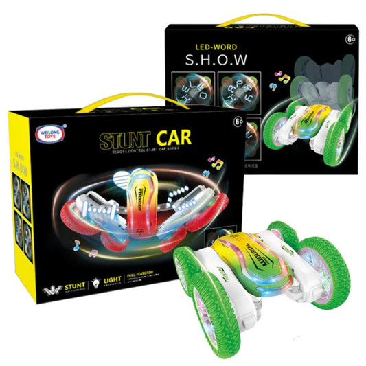 Stunt Car LED Word Show 360° Spinning RC Car with Music & Lights | Rechargeable Remote Control Car for Kids