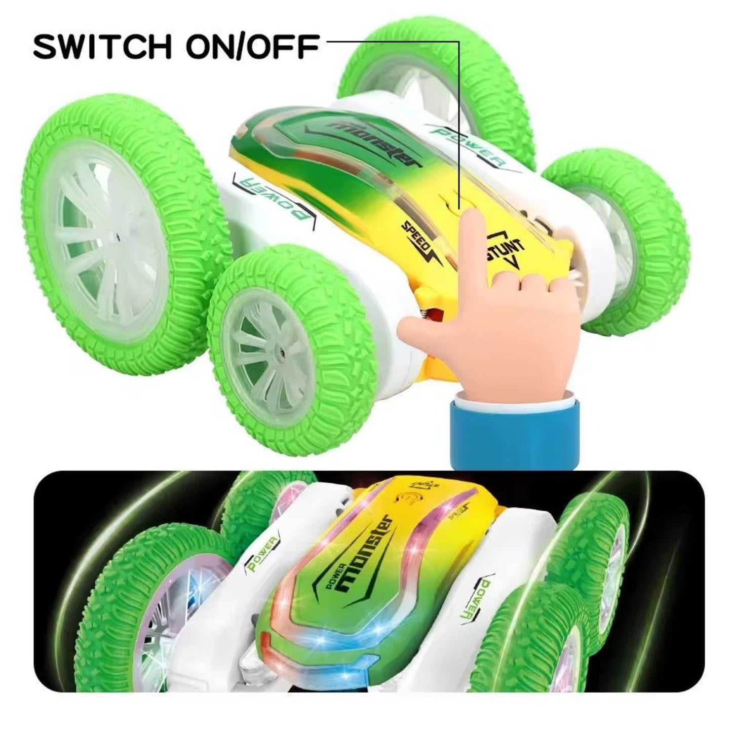 Stunt Car LED Word Show 360° Spinning RC Car with Music & Lights | Rechargeable Remote Control Car for Kids